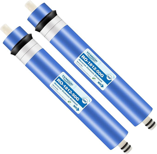 2 Pack 50GPD RO Membrane,1812-50G Reverse Osmosis Membrane Replacement Water Filter,for Under Sink Home Drinking RO Water Purifier System