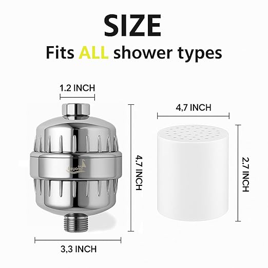 30 Stage Shower Filter Shower Head Filter High Output Softener Reduces Dry Skin Chlorine Odors Chrome