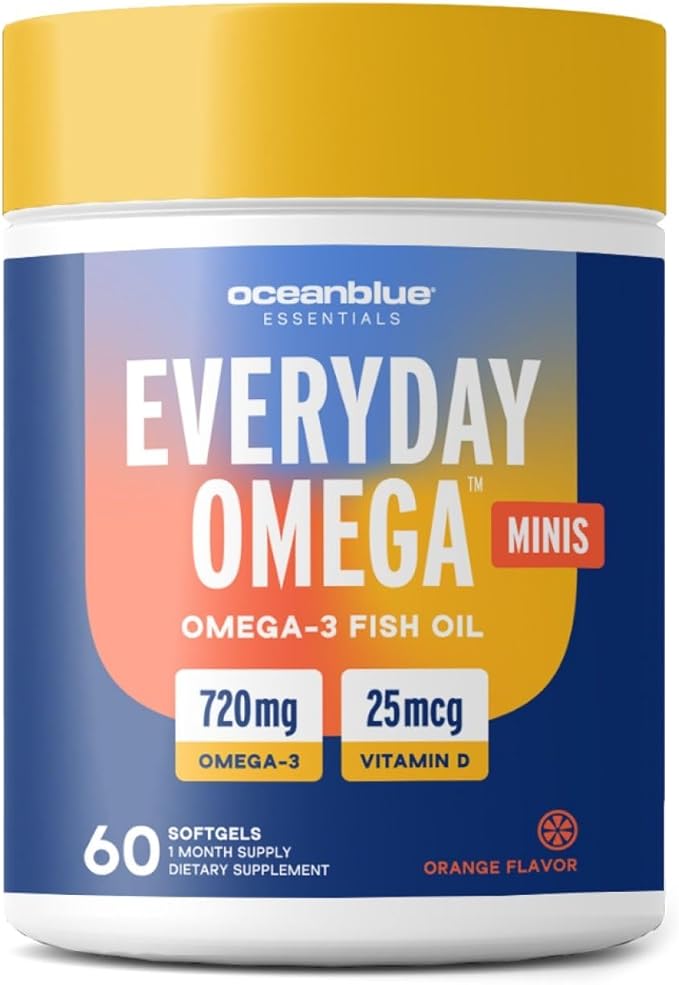 Oceanblue Omega-3 Bundle – 2100 Triple Strength 180ct + Essentials Everyday Omega Minis 60ct – High-Potency EPA, DHA, DPA with Vitamin D3 – Orange Flavor – Heart, Brain & Immune Support - 2 Pack