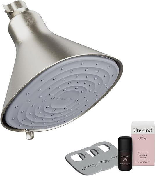 Canopy Filtered Shower Head - High Pressure Shower Head Filter for Hard Water - Shower Filter To Remove Impurities for Healthier Scalp, Skin & Hair - Support Hair Growth & Minimize Breakage - Nickel