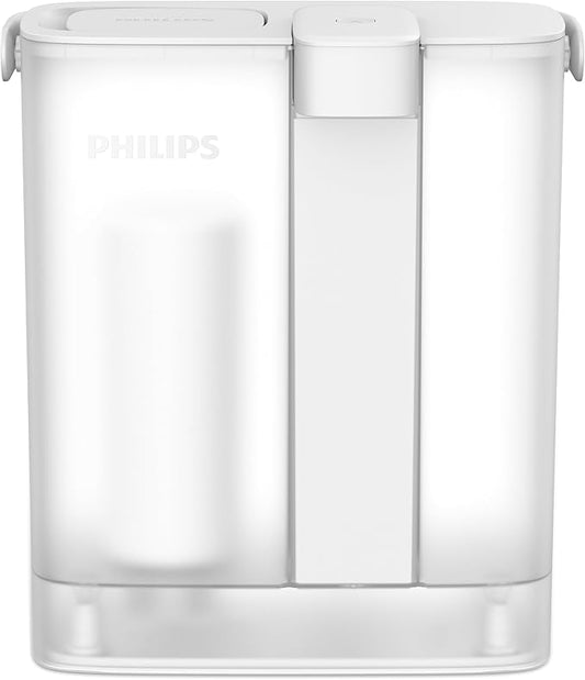 PHILIPS Electric Water Filter Pitcher, Rechargebale Water Dispenser with Pro Filters for 6 Months/180 Gallons, 12-Cup/2.8L Countertop Filtered Water Jug