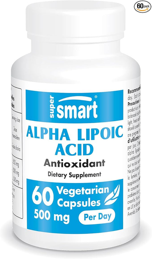 Supersmart - Alpha Lipoic Acid 500mg per Day - High Potency Universal Antioxidant - ALA Supplement | Non-GMO & Gluten Free - 60 Vegetarian Capsules