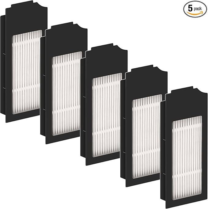 (5 Pack) N20 Plus HEPA Filter Compatible With ECOVACS DEEBOT N20 Plus/ N20 Pro Plus/ X1 Omni/ T10/ T10 Plus/ T10 Turbo/ T10 Omni, Robot Vacuum Filter Kit, Replacement Filters Accessories, Black