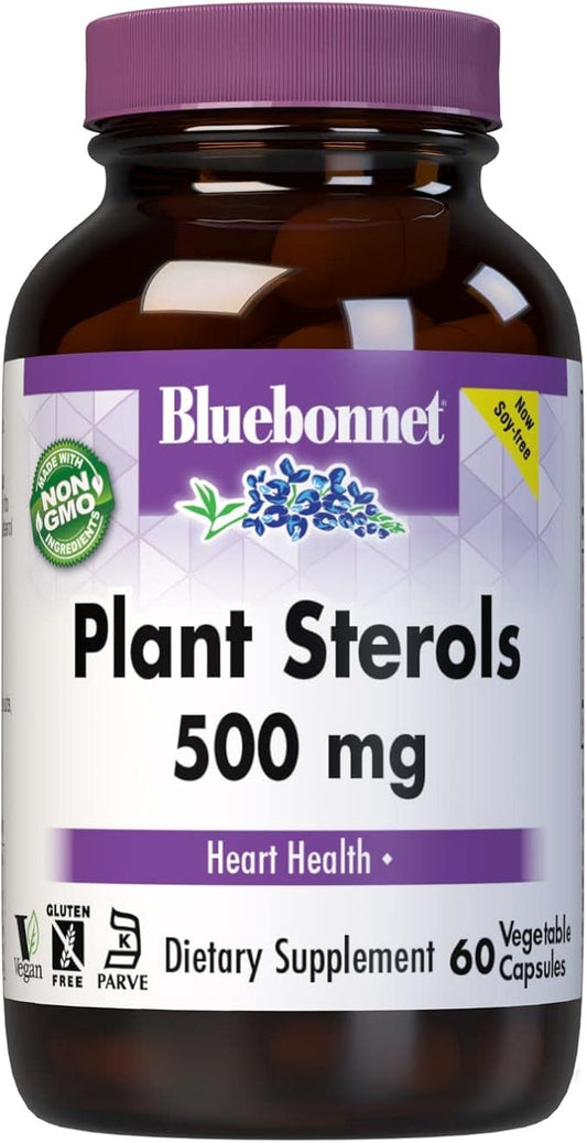 Bluebonnet Nutrition Plant Sterols 500mg Heart Health Supplement for Men & Women* - Non-GMO Beta-Sitosterol from Sunflower Oil - Vegan, Gluten-Free - 60 Vegetable Capsules
