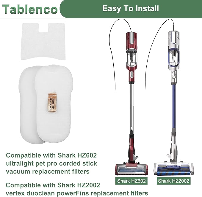 for Shark HZ602 Filter Replacement Ultralight Pet Pro Corded Stick Vacuum and HZ2002 Vertex DuoClean PowerFins fit HZ2000 HZ251 HZ250 HH200 HH202,4 Foam Felt 4 Motor Kit (No cleaning brush)