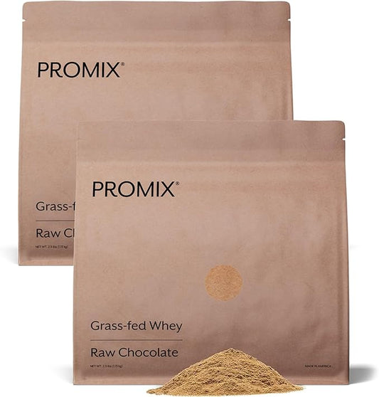 ProMix Nutrition Whey Protein Powder, Raw Chocolate - Grass-Fed - ­Post Workout Fitness & Nutrition Shakes, Smoothies, Baking & Cooking Recipes - Gluten-Free & Keto-Friendly - 5 Pound (Pack of 2)