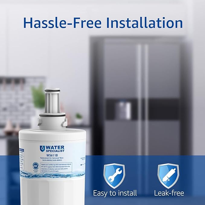Waterspecialist DA29-00003G Refrigerator Water Filter, Replacement for DA29-00003G, DA29-00003B, Aqua-Pure Plus, RSG257AARS, RFG237AARS, HAFCU1, RS22HDHPNSR, WSS-1, 3 Filters