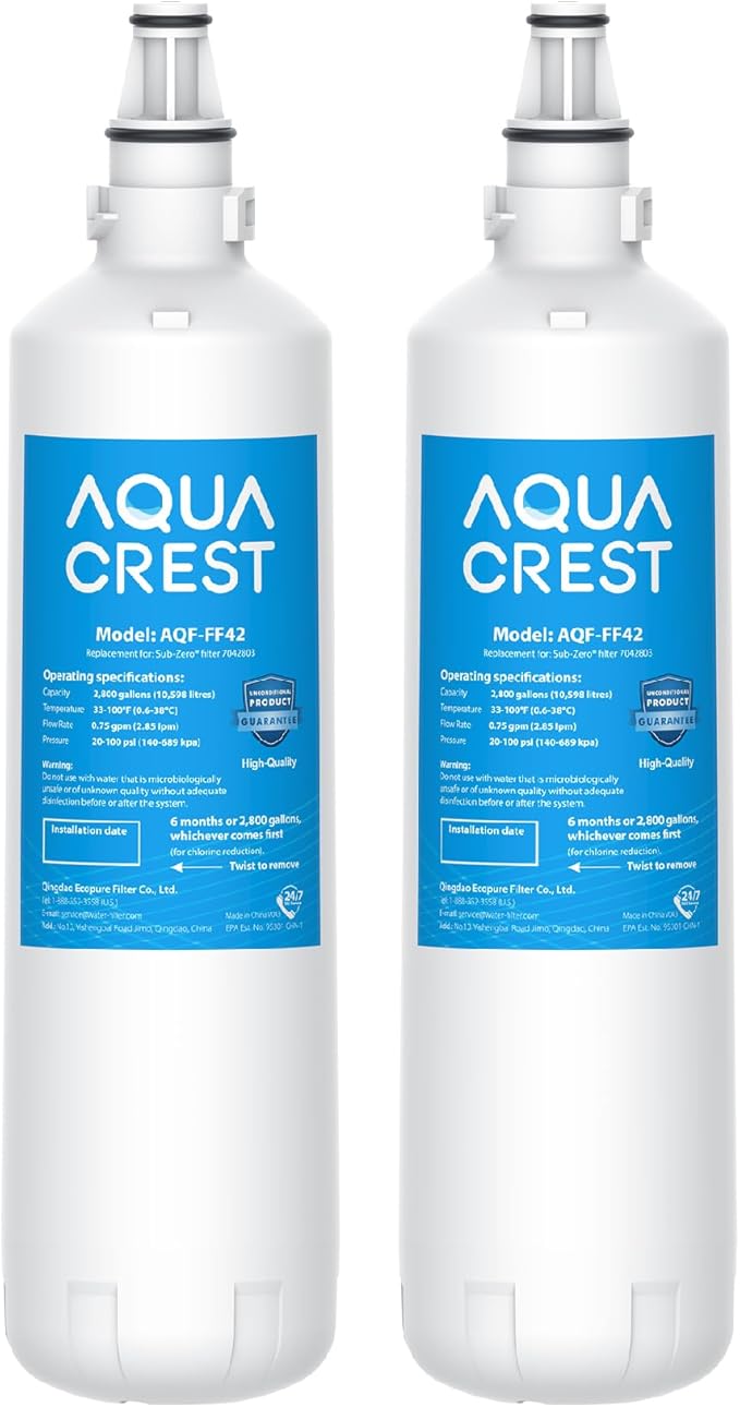 AQUA CREST 7012333/7042803 Ice Maker Water Filter, Replacement for Sub-Zero 7012333/7042803, UC-15, UC-15IP Ice Maker Water Filter, Manitowoc K00374, 2 Pack