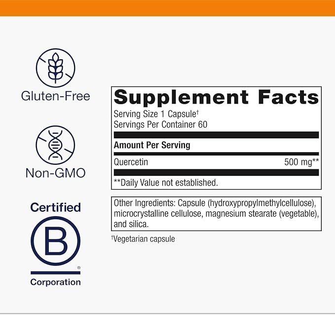 Metagenics Quercetin 500mg Capsule Supplement Helps Promote a Healthy Immune Response and Cardiovascular Function - 60 Capsules