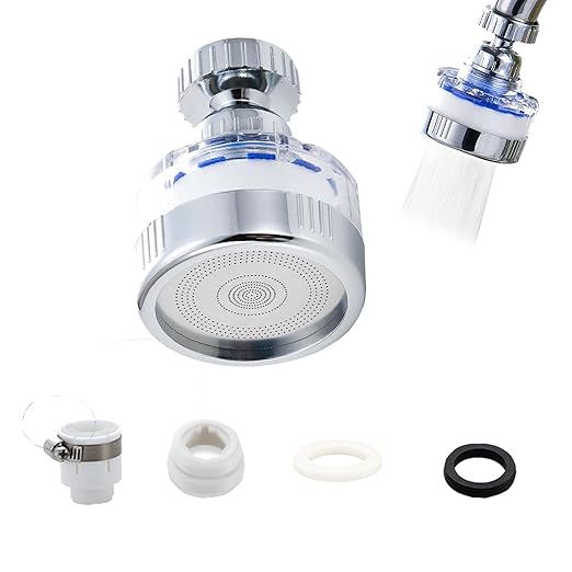 Kitchen Faucet Filter, 360° Rotating for Household Kitchen tap Water, Splash-Proof and Pressure-Increasing Filter for Sink Faucet, Shower Head. (Short Style-1)