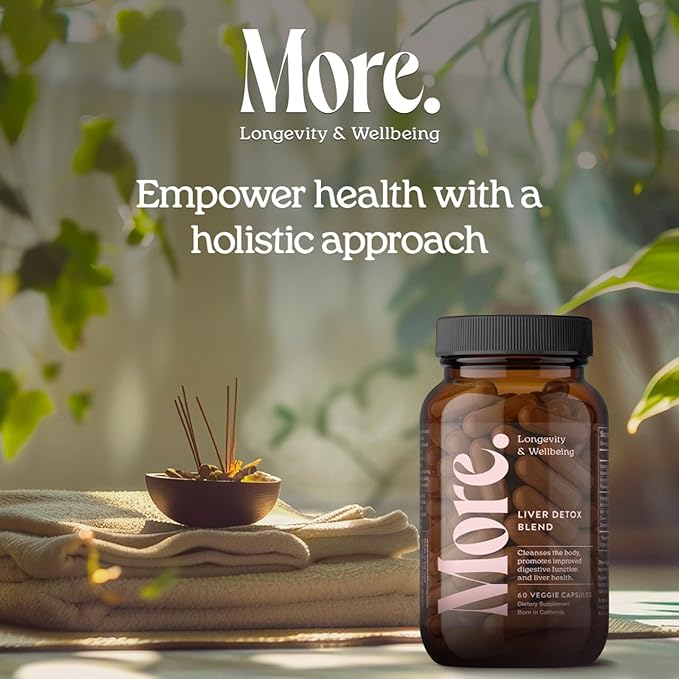 More. Longevity & Wellbeing Liver Support & Cleanse – Potent Extract-Based Formula with Antioxidants and Amino Acids – Liver Health & Digestive Balance – 60 Capsules (Made in USA)