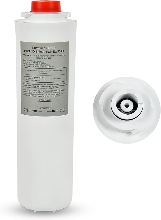 51300C Water Filter, Replacement for Elkay EWF3000 51300C Filters By NSF/ANSI 42 Certified, Compatible With Ezh2o Filter Replacement Bottle Stations, 3000 Gallon High Capacity (No Chip)