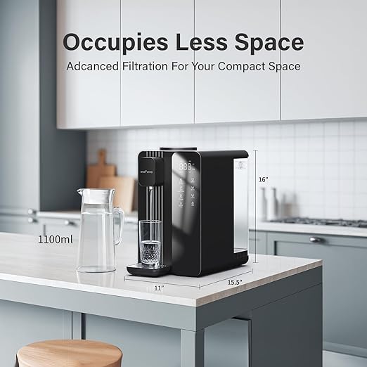 Ecoviva Mate 4 Countertop Reverse Osmosis Water Filter System with UV, BPA Free, 7-Stage Filter, Pure and Clean Water 3:1, Instant-Hot, Indoor No Installation, Meet NSF/ANSI 58 Desktop Water Purifier