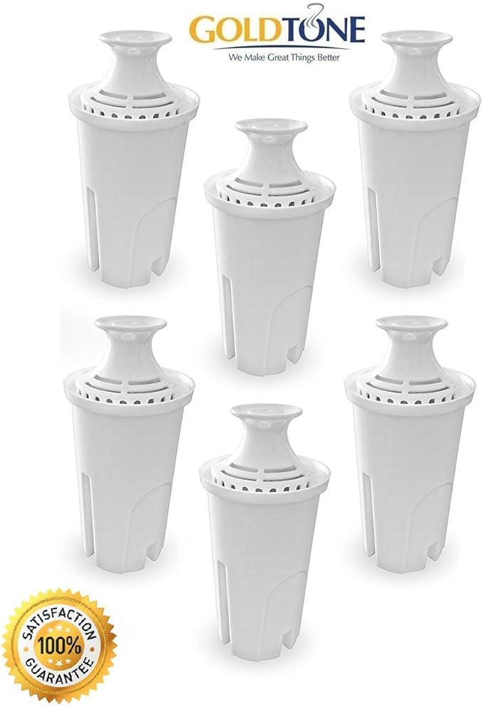 GoldTone Brand Charcoal Water Filters fits Brita and Mavea Water Pitchers. Replaces Your Brita Charcoal Water Filter and Replacement Brita Water Filter (6)