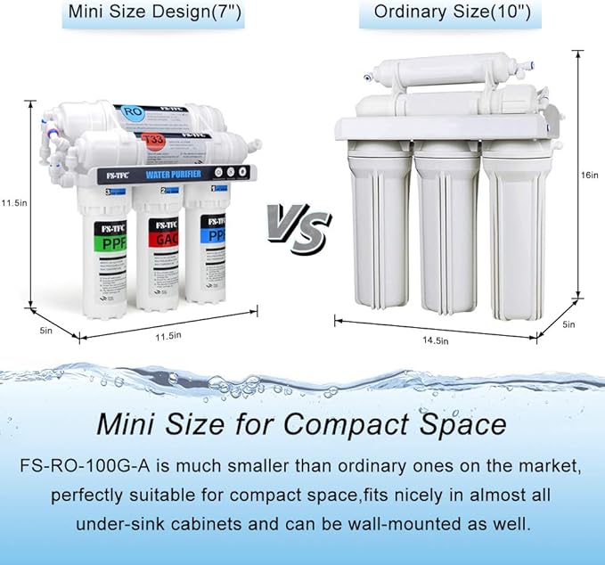 FS-TFC 5-Stage Reverse Osmosis Water Filtration System 100GPD Fast Flow Plus Extra 4 Filter for Free (FS-RO-100G-A)