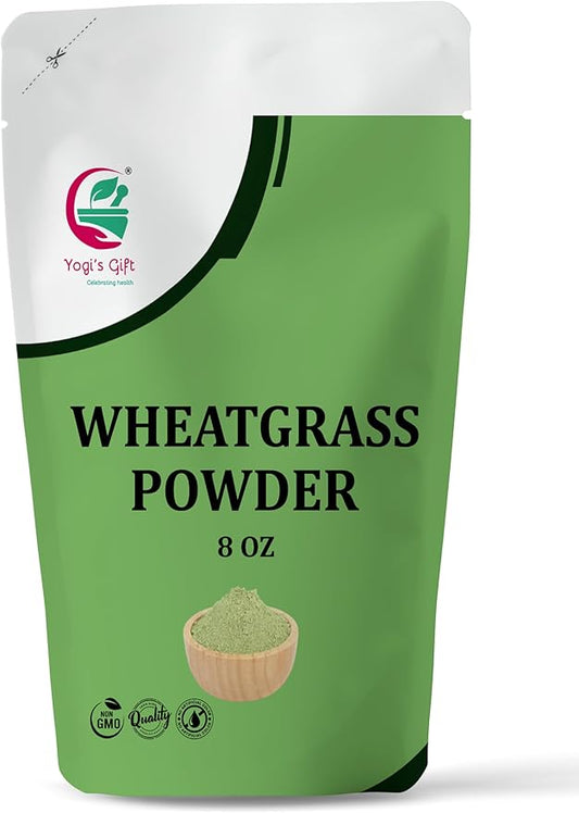 Wheatgrass Powder 8 oz – Pure & Natural Wheat Grass Powder – Finely Ground Wheatgrass for Juices, Smoothies & Health Drinks – by Yogi’s Gift®