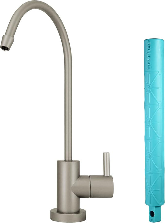 Non-airgap RO Faucet Reverse Osmosis Drinking Water Filtration System Water Dispenser Spout (Satin Nickel). Euro Style with Faucet Wrench. NSF Certified.