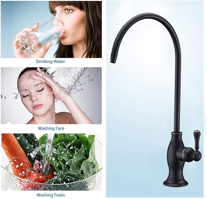 Delle Rosa Drinking Water Faucet, Solid Brass Kitchen Water Filter Faucet, Commercial Water Filtration Faucet for Under Sink Water Filter System Oil Rubbed Bronze