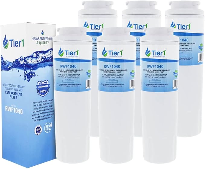 Tier1 UKF8001 Refrigerator Water Filter 6-pk | Replacement for Whirlpool Filter 4, EveryDrop EDR4RXD1, 4396395, Maytag UKF8001, FMM-2, UKF8001AXX-750, 469006, Fridge Filter