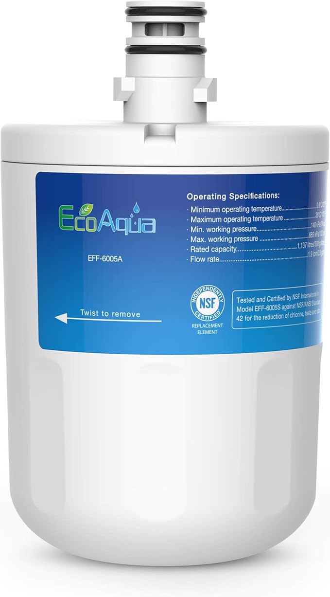EcoAqua EFF-6005 Replacement for LG® LT500P®, ADQ72910901, 5231JA2002A, Kenmore GEN11042FR-08, 9890, 46-9890 Refrigerator Water Filter