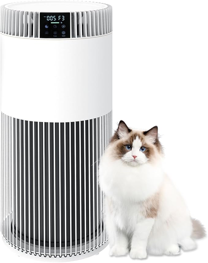Air Purifier for Home Bedroom up to 1300 ft², HEPA Air purifier with PM 2.5 Display for Home Pets with Washable Pre-Filter, White