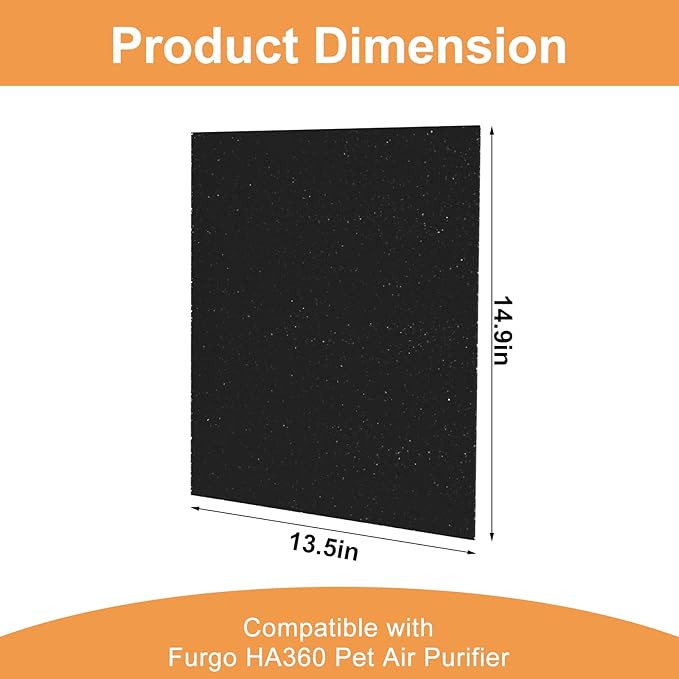 FURGO HA-360 Activated Carbon Pre-Filters Replacement Set - 5-Pack Pre-Filters for Pet Hair & Odor Control - Compatible HA-360 Air Purifier - Enhanced Air Freshness