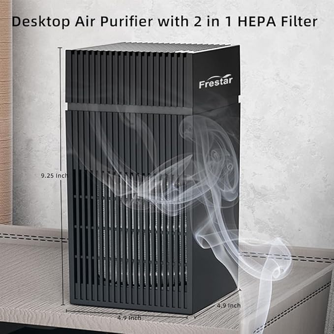 Desktop USB Air Purifiers for Office, Desk, Small Room, Bedroom, Home, Office, HEPA Air Purifier for Pollen Dust Odor, No Adapter (Black)