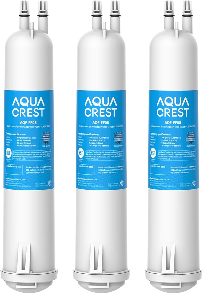 AQUA CREST EDR3RXD1 Replacement for 4396841, Everydrop® Filter 3, 4396710, Kenmore® 46-9083, 46-9030, Refrigerator Water Filter, 3 Filters