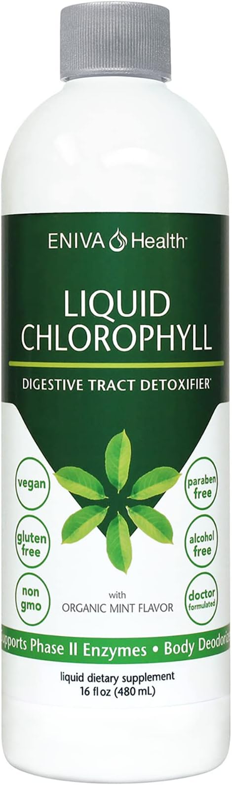 Eniva Health Liquid Chlorophyll Vegan | Immunity | Detox & Cleanse | Clear Skin | Energy Boost | Gut Health | Internal Deodorant | USA Manufacture | Mulberry Source | Mint |16 Fl Oz Bottle