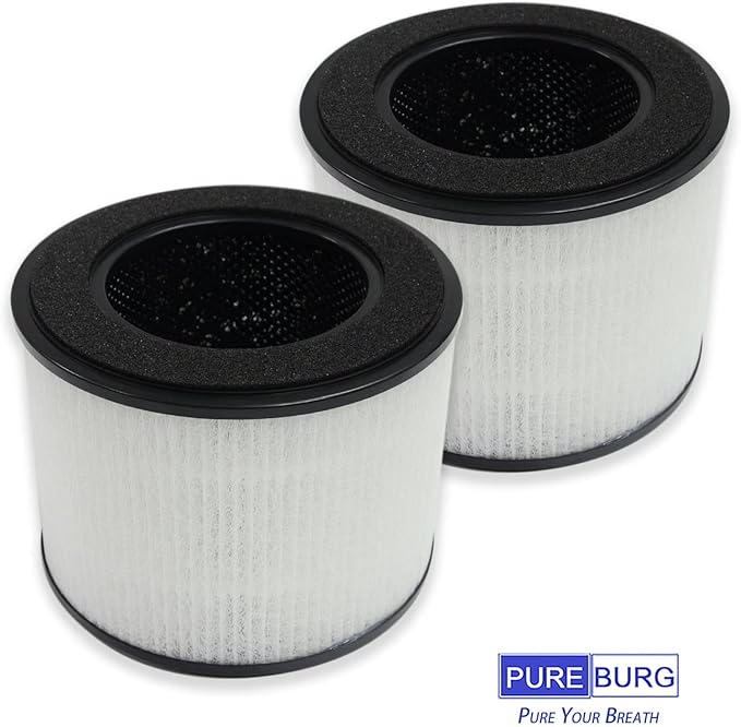 PUREBURG Replacement Filter Compatible with HIMOX H02 & TechCare TC-6020B Air Purifiers,2-Pack H13 HEPA 4-Stage Filtration Activated carbon Air Clean Voc Dust