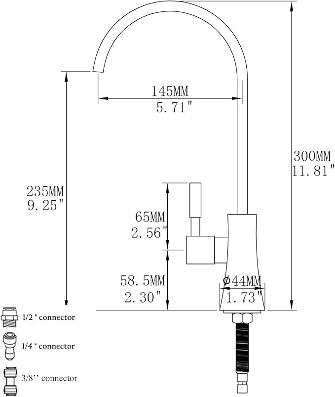 EKRTE Matte Black Drinking Water Faucet for Kitchen Sink, Brass Kitchen Water Filter Faucet,Commercial Water Filtration Faucet for Under Sink Water Filter System, Solid Brass RO Faucet in Matte Black