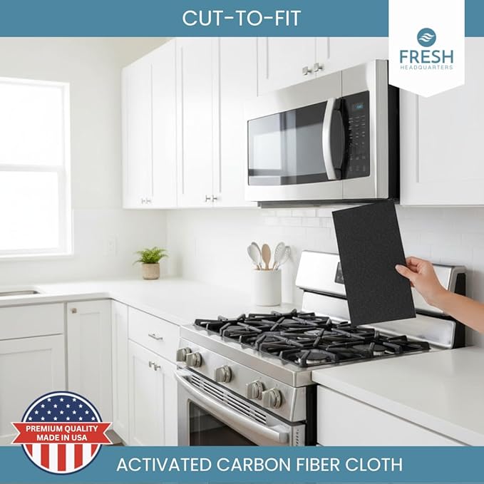 2-Pack Activated Carbon Charcoal Microwave Hood Filters - 18" x 15" Cut To Fit Kitchen Air Filter - Universal for Frigidaire, Whirlpool, GE, LG, Maytag and KitchenAid, Made in USA