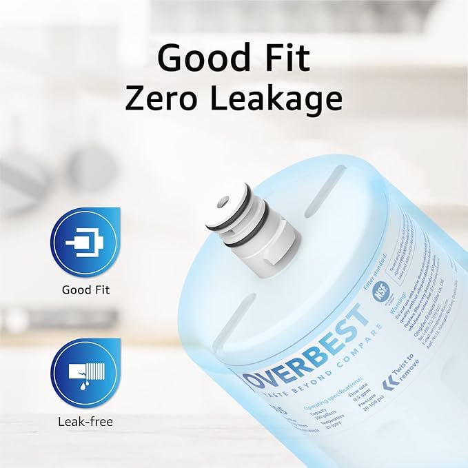 Overbest 5231JA2002A Refrigerator Water Filter, Replacement for LG® LT500P®, GEN11042FR-08, Kenmore® 9890, 46-9890, HDX FML-1, ADQ72910911, ADQ72910901, LFX25974ST, LFX25973ST, LSC27925ST, 3 Pack