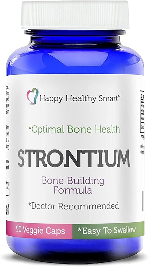 #1 Strontium Bone Healthy Supplement Recommended By Doctors Worldwide 90, Easy To Swallow Veggie Caps Made In The USA