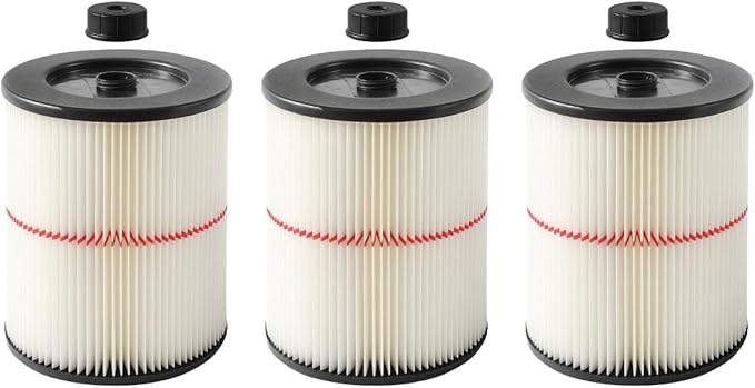 Nispira 9-17816 17816 Red Stripe Replacement HEPA Filter for Craftsman Craftsman Shop Vac Wet/Dry Vacuum 5/6/8/12/16/32 Gallon Larger, 3 Pack