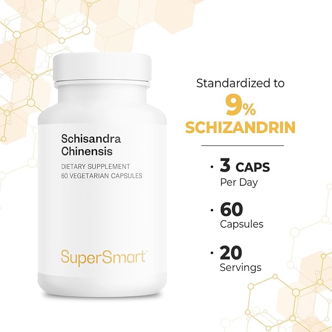SuperSmart - Schisandra Chinensis 750mg per Day (High Strength) - 10:1 Extract - Schisandra Berry Supplement | Non-GMO & Gluten Free - 60 Vegetarian Capsules