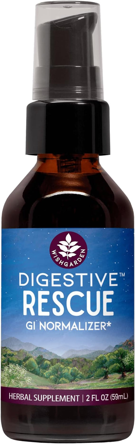 WishGarden Herbs Digestive Rescue GI Normalizer - All-Natural Herbal & Organic Digestive Relief Tincture with Peppermint Leaf, Ginger Root and Fennel Seed, Quickly Soothes Digestive Discomforts, 2oz