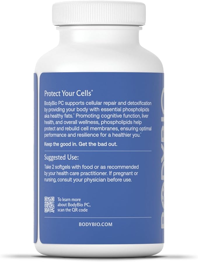 BodyBio PC - Phosphatidylcholine for Brain Health, Mental Clarity, Cognitive Function, Cellular Repair & Healthy Aging, Phospholipid Complex Supplement for Gentle Daily Detox