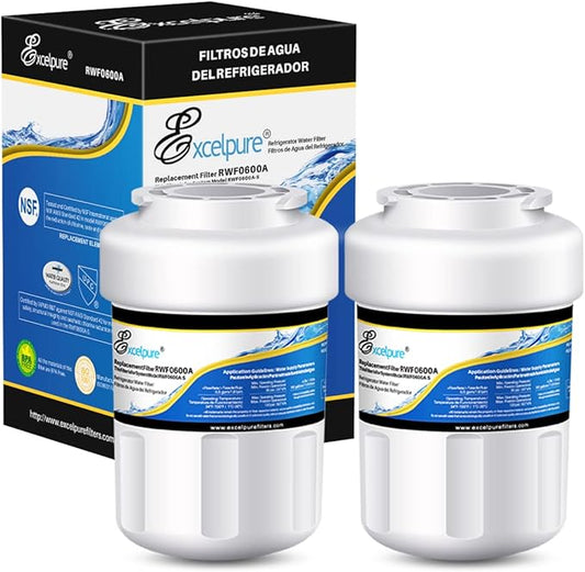 RWF0600A Replacement for PC75009, HDX FMG-1, GSE25GSHECSS, 197D6321P006, RWF1060, WSG-1, WFC1201, WS613B-A, Kenmore 46-9996, CF8, WF287, Compatible with MWF Refrigerator Water Filter, 2PACK