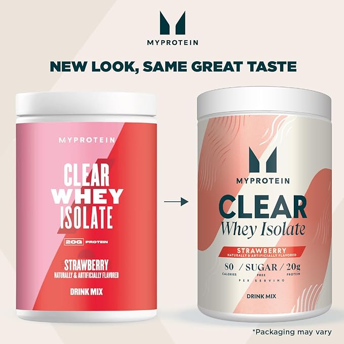 Myprotein Clear Whey Isolate Protein Powder, 1.1 Lb (20 Servings) Strawberry, 20g Protein per Serving, Naturally Flavored Drink Mix, Daily Protein Intake for Superior Performance