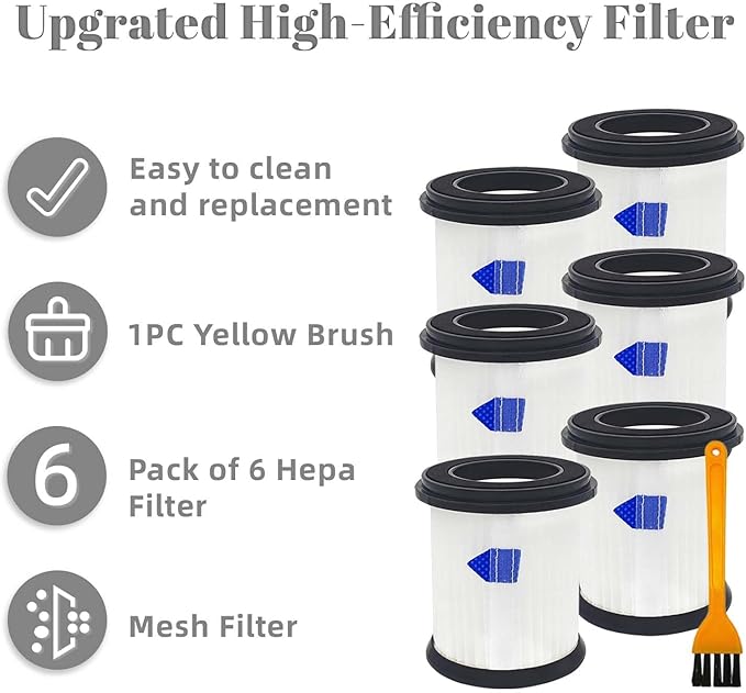 High-Efficiency Filter Replacement for TMA T120 T121 T151 T150 T220 T210 T181 T180 T220 Cordless Vacuum Cleaner/INSE N5S N5T S6T S6P Pro S610-8 pack+1pc brush
