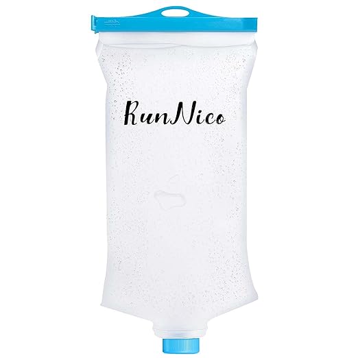 RunNico 2L/68oz Flow Water Filters Bag, Wide Mouth Water Storage Bag Compatible with 28mm Filter, Outdoor Foldable Water Filtration Reservoir for Expedition Camping Cycling Hiking Running (1 Pcs)