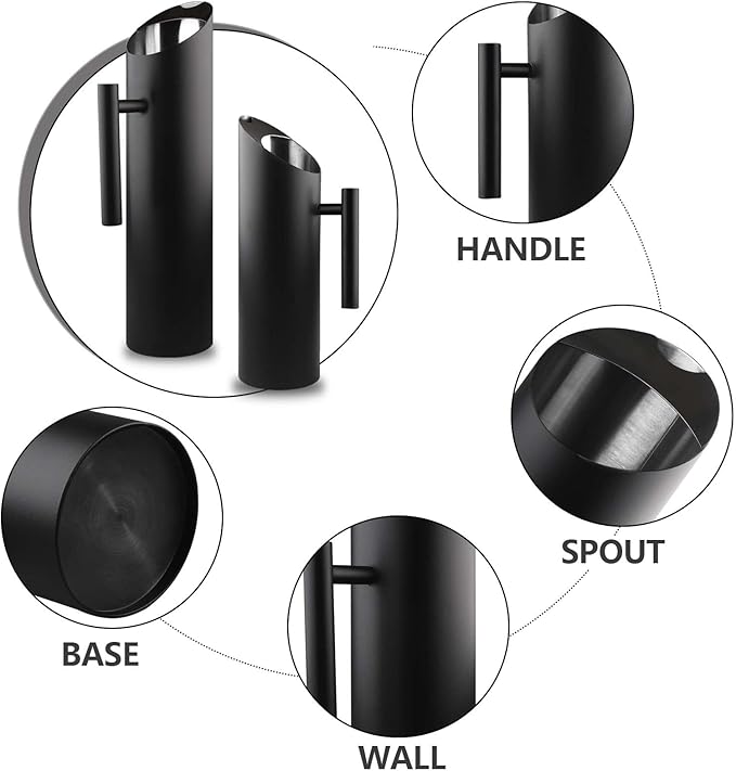 Stainless Steel Water Pitcher Carafe 53oz Polished Metal Pitcher Iced Coffee Pitcher Water Filter Pitcher for Cold Drinking by GWENBHMTOOL