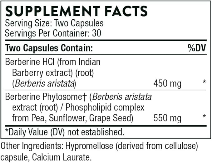 THORNE - Berberine - Dual Action Formula with Phytosome Plus Botanical Extract - Support Heart Health, Immune System, Healthy GI, Cholesterol* - Gluten-Free, Dairy-Free - 60 Capsules - 30 Servings
