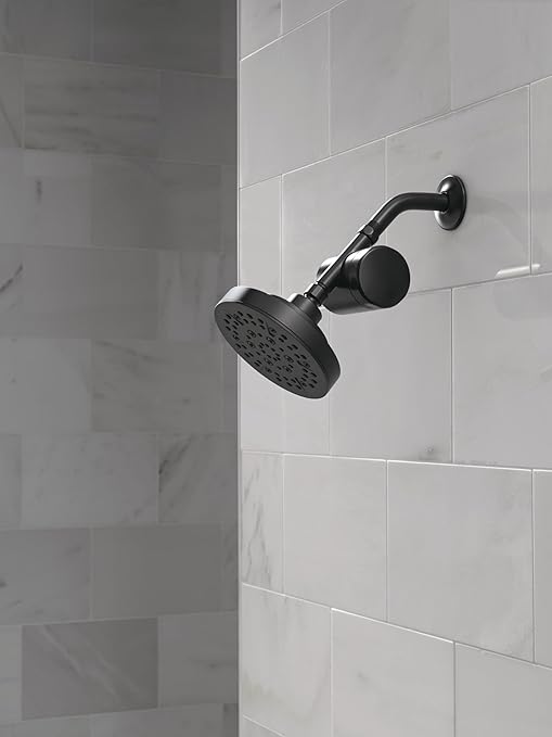 Delta Faucet 5-Setting Shower Head Matte Black with Clarifi Standard Shower Filter Attachment with Filter