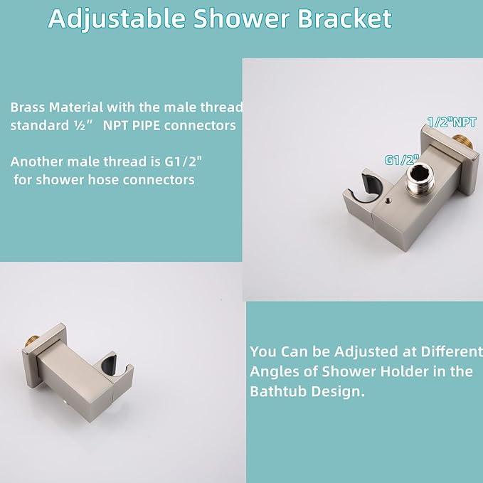 Brushed Nickel Shower Head Handheld HONGTONGSOWER Stainless Steel Bathroom showerhead Wand Hand-Held Sprayer with Extra Long Stainless Steel Hose