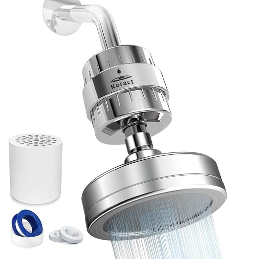 Filtered Shower Head High Pressure 15+2 Stage Filtration for Hard Water Softener Shower Heads Removes Chlorine & Harmful Substances - Vitamin C and E Infused Filter Showerhead for Skin Hair