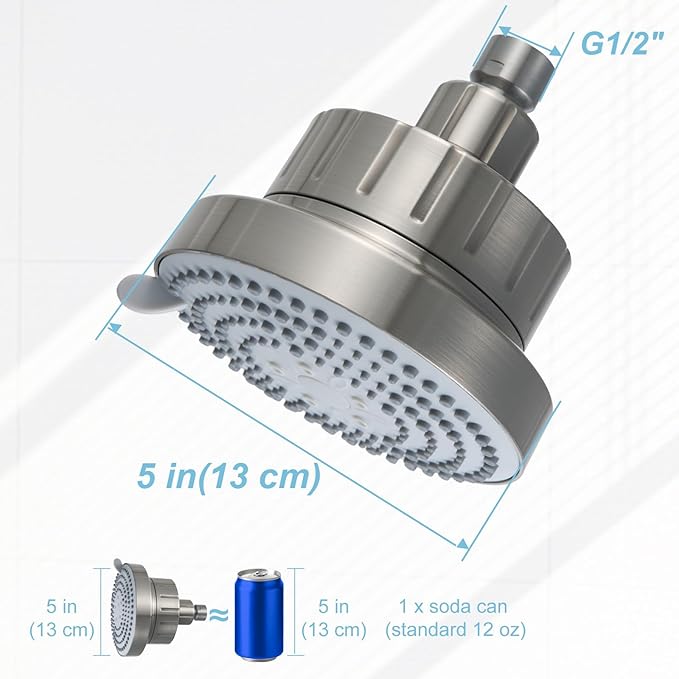 OFFO Filtered Shower Head, 20 Stage Shower Filter Head for Hard Water, 6 Modes High Pressure Shower Head with Filter for Remove Chlorine and Harmful, Brushed Nickel