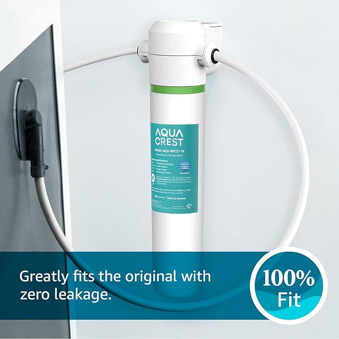 AQUA CREST FQK1K Under Sink Water Filter, 1350 Gallons, NSF/ANSI 42 372 Certified, Replacement for GE FQK1K, FQK2J, GXK185K and GX1S50R (Pack of 1)