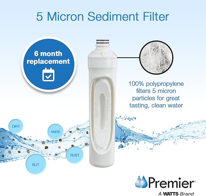 Watts Premier Bi-Annual RO Pure Plus 2-Pack Filtration Kit for 4 Stage Pure Plus/Zero Pure Plus Reverse Osmosis System, Push Button Water Filter Replacement, Sediment Filter, Carbon Pre-Filter